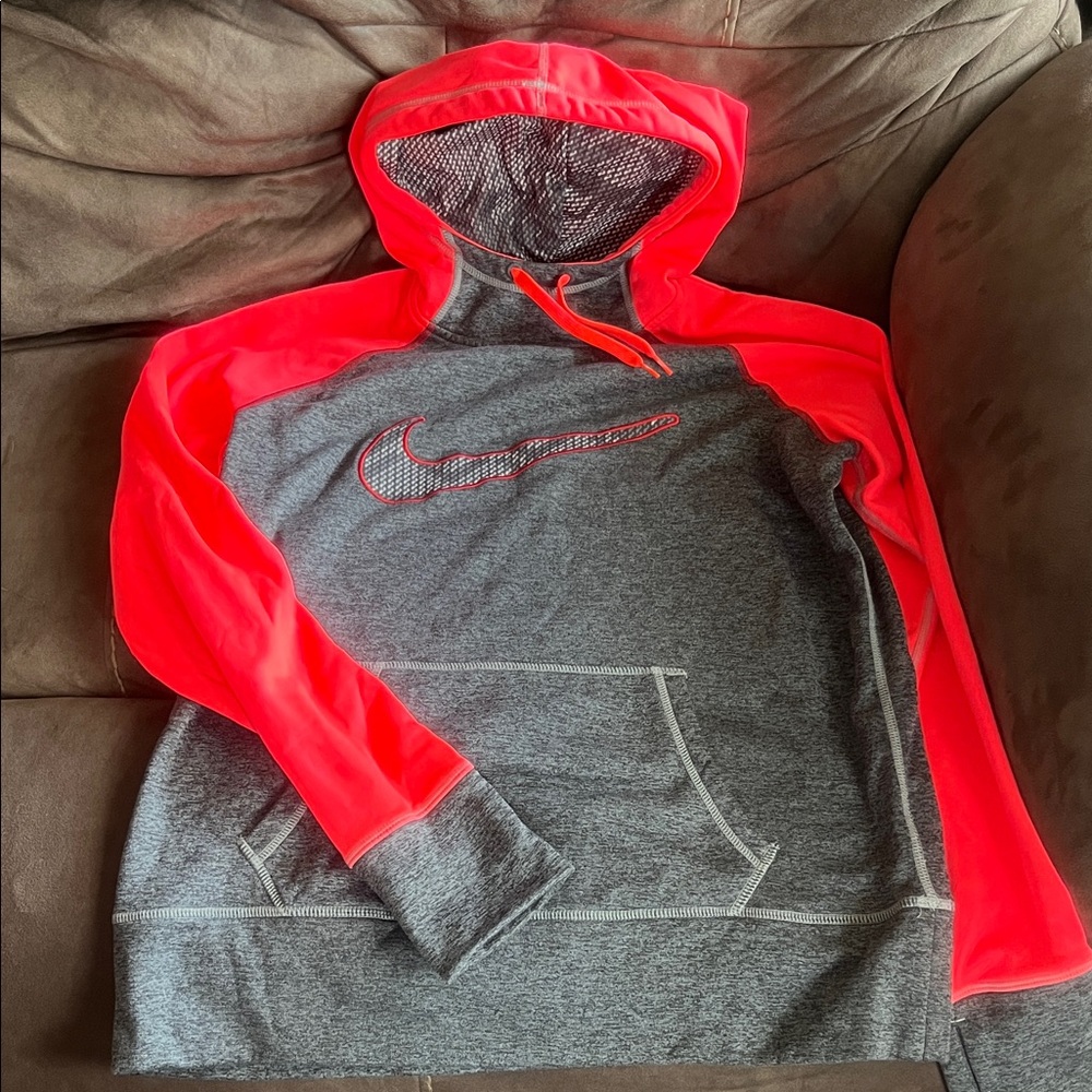 Nike Women’s Therma Fit Gray and Bright Pink Sweater